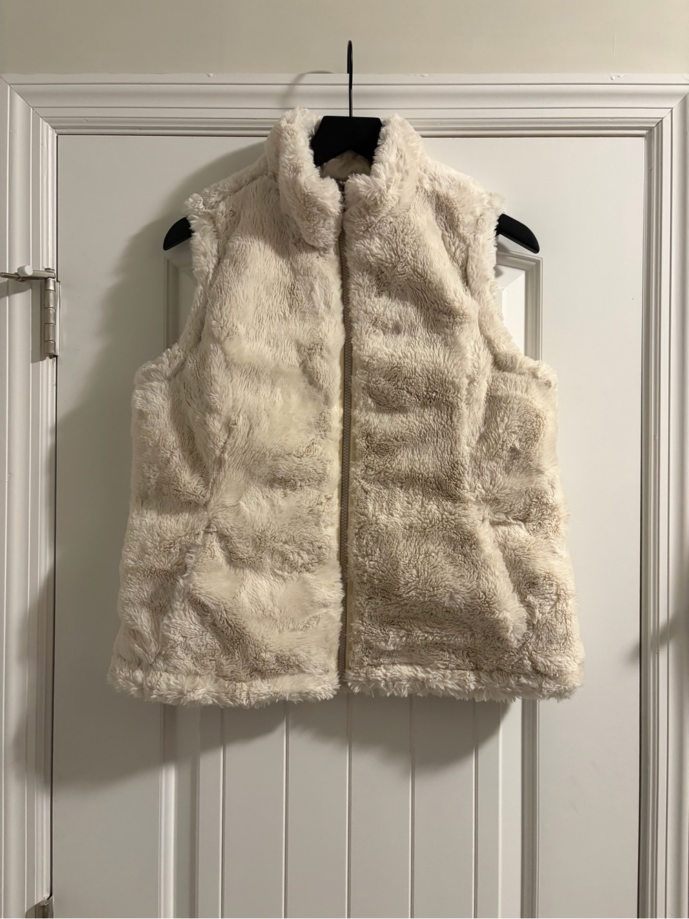 Nicole Miller Reversible Cream Faux Fur Vest